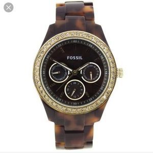 FOSSIL Stella Multifunction 4‎ Dial Tortoise Shell Resin Watch ES2785